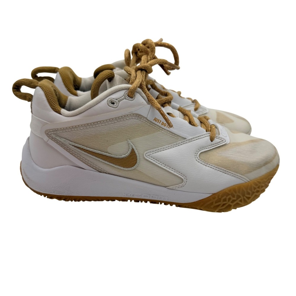 Nike Air Zoom Hyperace 3 Gold White Sneakers 6 FQ7074-105 Gym Volleyball Running